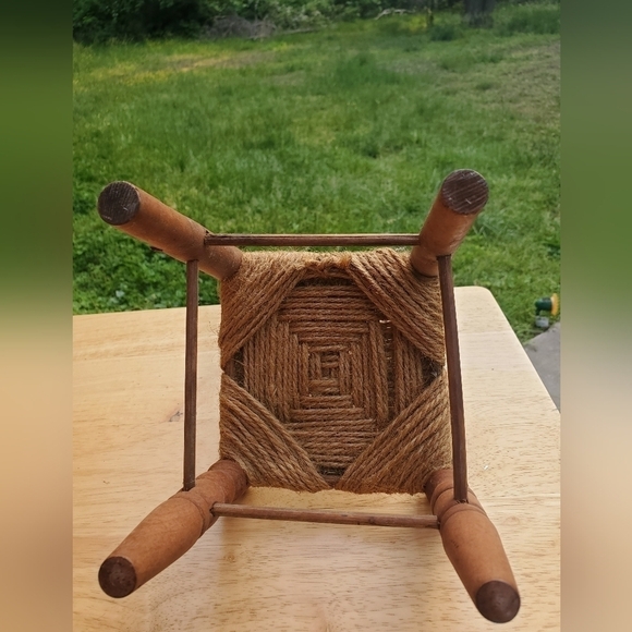 Rare Vintage Wood Ladder Back Quilted nest Seat Doll Teddy Bear Chair. - Picture 7 of 13